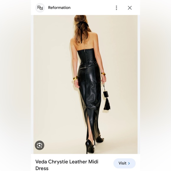 Reformation black leather strapless dress in size 8 - Picture 2 of 6